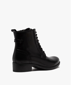 boots femme a talon plat style derbies a lacets et zip noirB283001_4