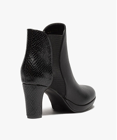 boots femme a talon unies details imitation serpent noir bottines et boots
