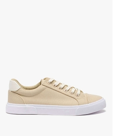 GEMO Baskets femme en toile unie à bout renforcé beige standard