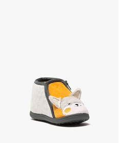 chaussons bebe garcon bottillons en velours motif chien orange bebe