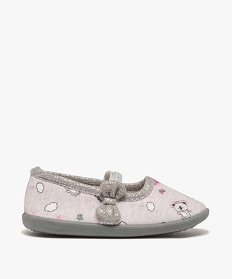 GEMO Chaussons en forme de ballerines en jersey imprimé fille Blanc