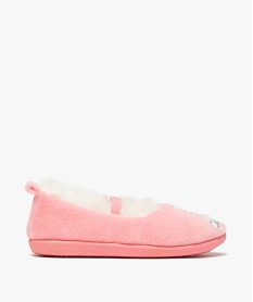 chaussons fille ballerines en velours brodees licorne rose chaussonsB294501_1