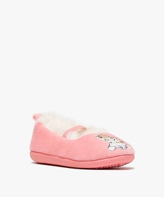 chaussons fille ballerines en velours brodees licorne rose chaussonsB294501_2