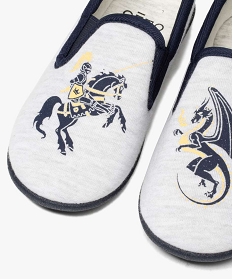 chaussons garcon imprimes dragon et chevalier bleu chaussonsB295501_1