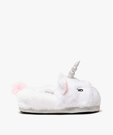 chaussons fille peluches licorne blanc chaussonsB299001_1