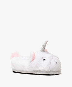 chaussons fille peluches licorne blancB299001_2