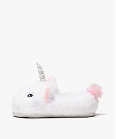 chaussons fille peluches licorne blanc chaussonsB299001_3