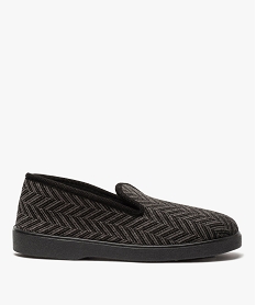 GEMO Chaussons style charentaises à motifs chevrons homme gris standard