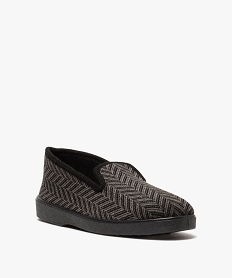 chaussons style charentaises a motifs chevrons homme gris standardB301701_2