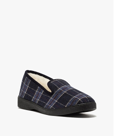 pantoufles homme style charentaises a carreaux bleuB301801_2