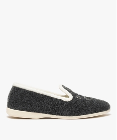 GEMO Chaussons femme style slippers en feutrine brodée gris standard