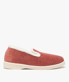 GEMO Chaussons femme style charentaises en velours côtelé uni rose standard