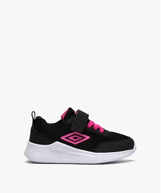 GEMO Baskets fille style running bicolores à lacets et scratch - Umbro noir vif