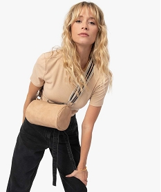 sac besace forme bowling a bandouliere rayee - lulucastagnette beige sacs bandouliereB340401_1