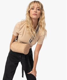 sac besace forme bowling a bandouliere rayee - lulucastagnette beige sacs bandouliereB340401_4