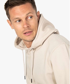 sweat homme a capuche uni et molletonne beigeB343801_2