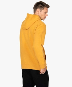 sweat homme a capuche uni et molletonne jauneB343901_3