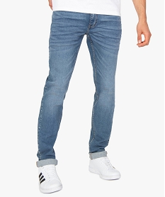 GEMO Jean homme coupe Slim délavé plissé sur les cuisses blanc vif