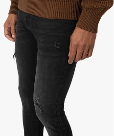 jean homme coupe slim avec marques d’usure noir jeansB348601_2