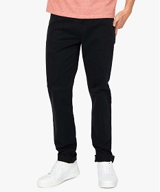 GEMO Pantalon homme straight uni en coton stretch Noir