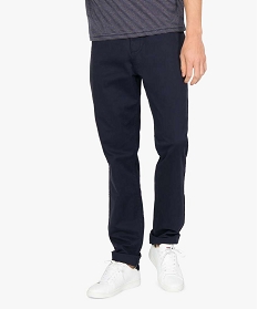 pantalon homme straight uni en coton stretch bleu pantalons de costumeB350101_1