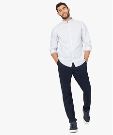 GEMO Pantalon chino en coton stretch coupe Slim homme Bleu