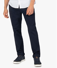 pantalon chino homme en coton stretch bleu pantalons de costumeB350701_2