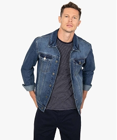 GEMO Veste en jean homme coupe droite bleu stone