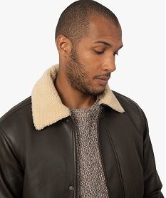 blouson homme style aviateur avec col en sherpa amovible brun manteaux et blousonsB356001_2