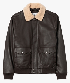 blouson homme style aviateur avec col en sherpa amovible brun manteaux et blousonsB356001_4