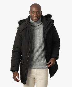 parka homme matelassee avec capuche chaude noir manteaux et blousonsB358001_1