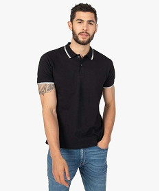 polo homme a manches courtes a lisere contrastant noir polosB358901_2