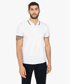 polo homme a manches courtes a lisere contrastant blanc polosB359201_1