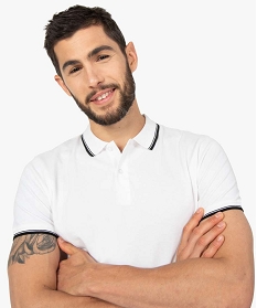 polo homme a manches courtes a lisere contrastant blanc polosB359201_2