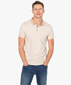 polo homme a fines rayures et manches courtes beige polosB360001_1