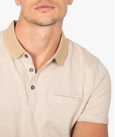 polo homme a fines rayures et manches courtes beige polosB360001_2