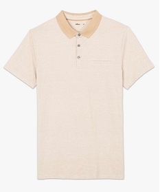 polo homme a fines rayures et manches courtes beige polosB360001_4