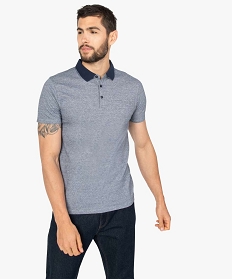 polo homme a fines rayures et manches courtes bleu polosB360101_1