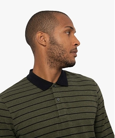 polo raye a manches longues homme vert polosB360501_2