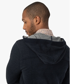 gilet homme en maille avec capuche bleu giletsB360801_2