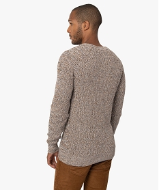 pull homme en maille chinee multicolore brun pullsB360901_3