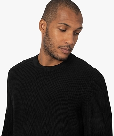 pull homme en grosse maille a col rond noirB361101_2