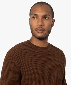 pull homme en maille texturee brunB361301_2