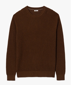 pull homme en maille texturee brun pullsB361301_4