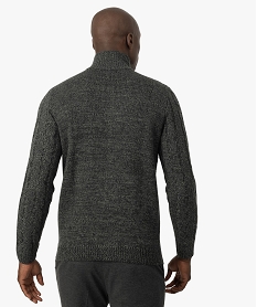 pull homme en maille torsadee avec col camionneur gris pullsB361701_3