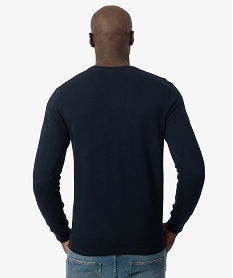 pull homme a col v en coton fin bleu pullsB362201_3