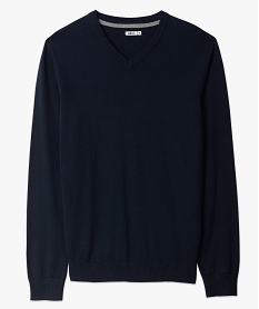 pull homme a col v en coton fin bleu pullsB362201_4