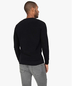 pull homme a col rond en maille fantaisie noir pullsB363001_3