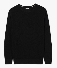 pull homme a col rond en maille fantaisie noir pullsB363001_4