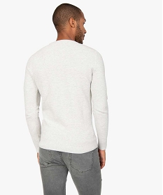 pull homme a col rond en maille fantaisie gris pullsB363101_3